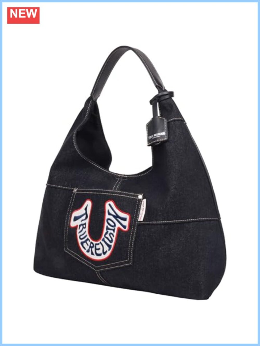 Hobo Shoulder Bag Retro Denim Travel Handbag Oversized Logo